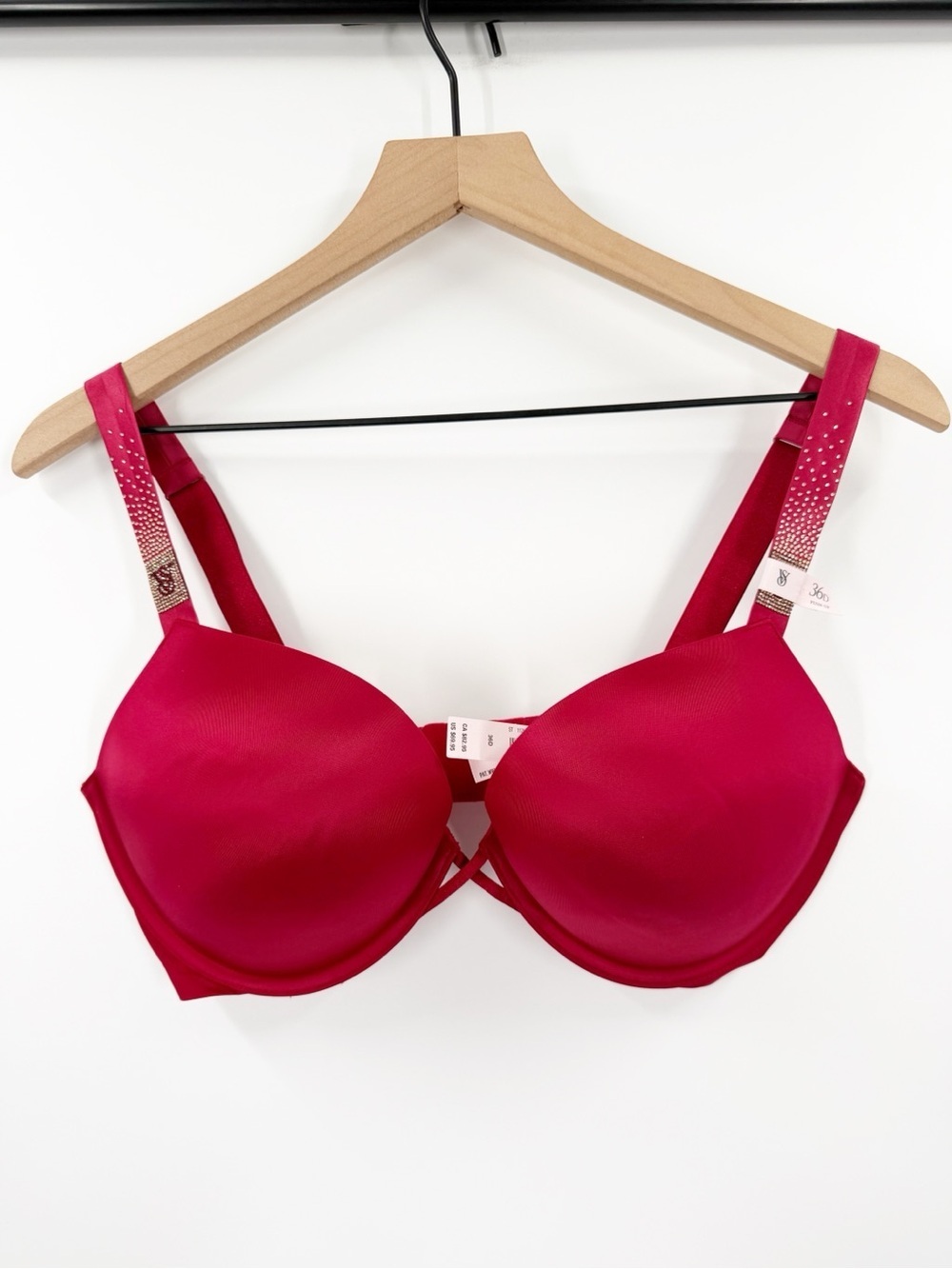 Victoria’s Secret Bombshell Plunge Bra Rhinestones Red